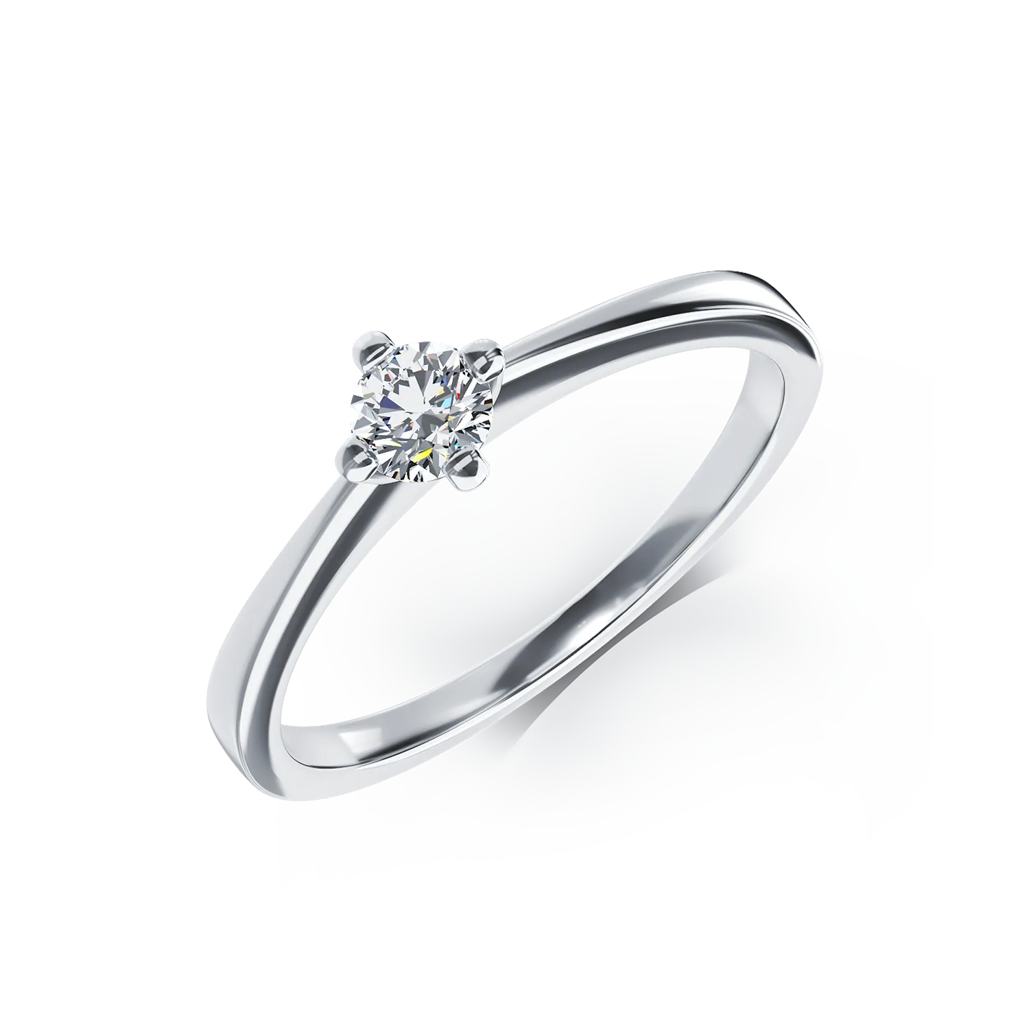 Inel de logodna din aur alb de 18K cu un diamant solitaire de 0.19ct-101887