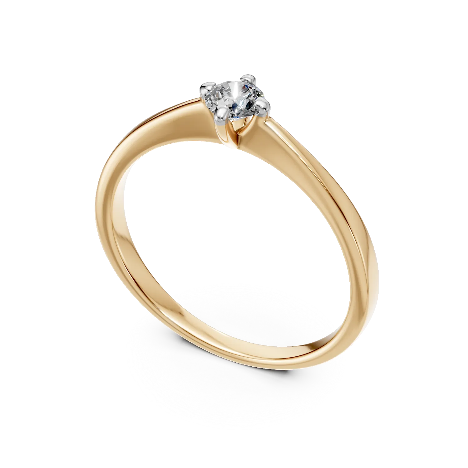 18K yellow gold engagement ring with 0.195ct solitaire diamond