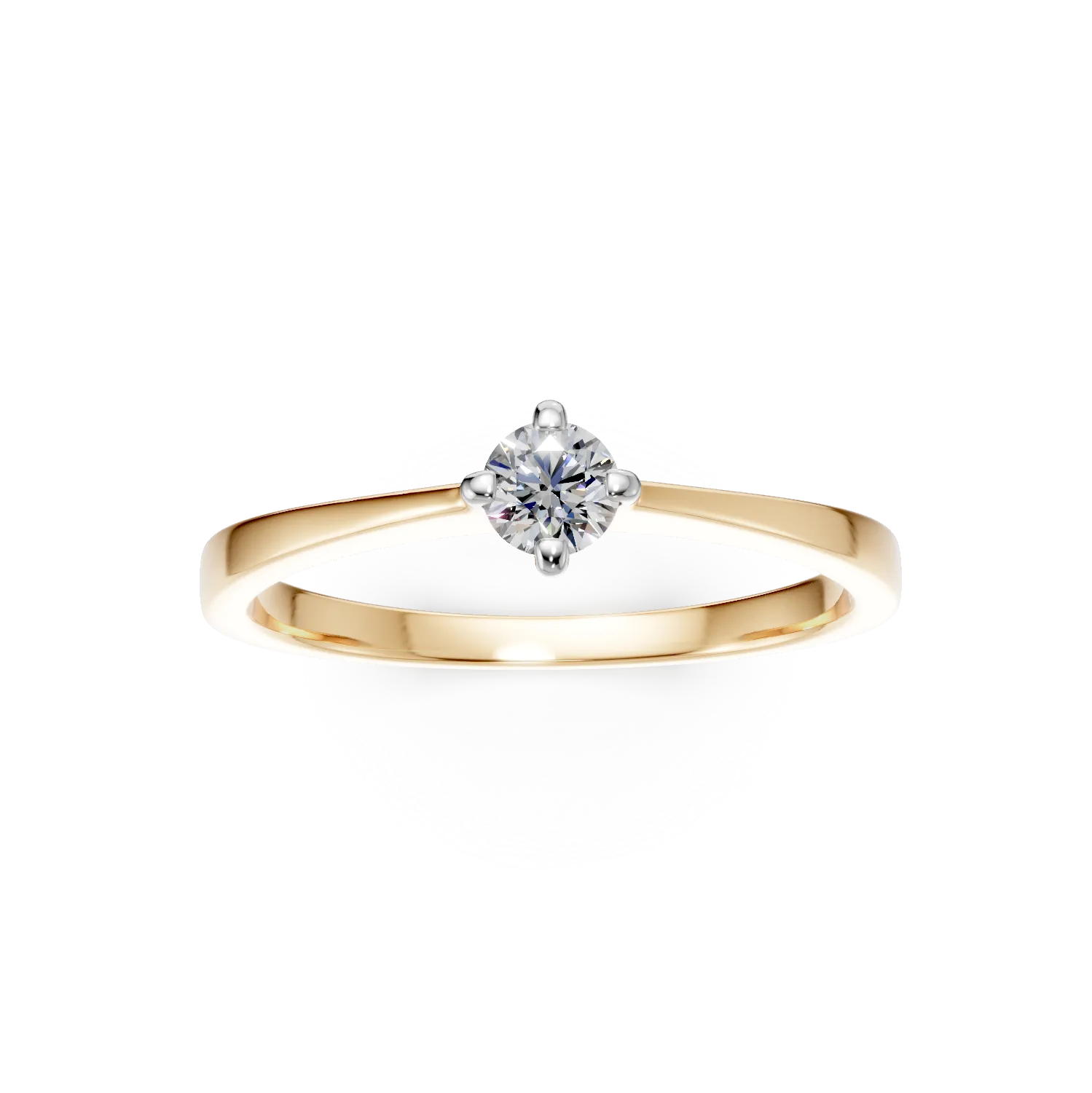 18K yellow gold engagement ring with 0.195ct solitaire diamond