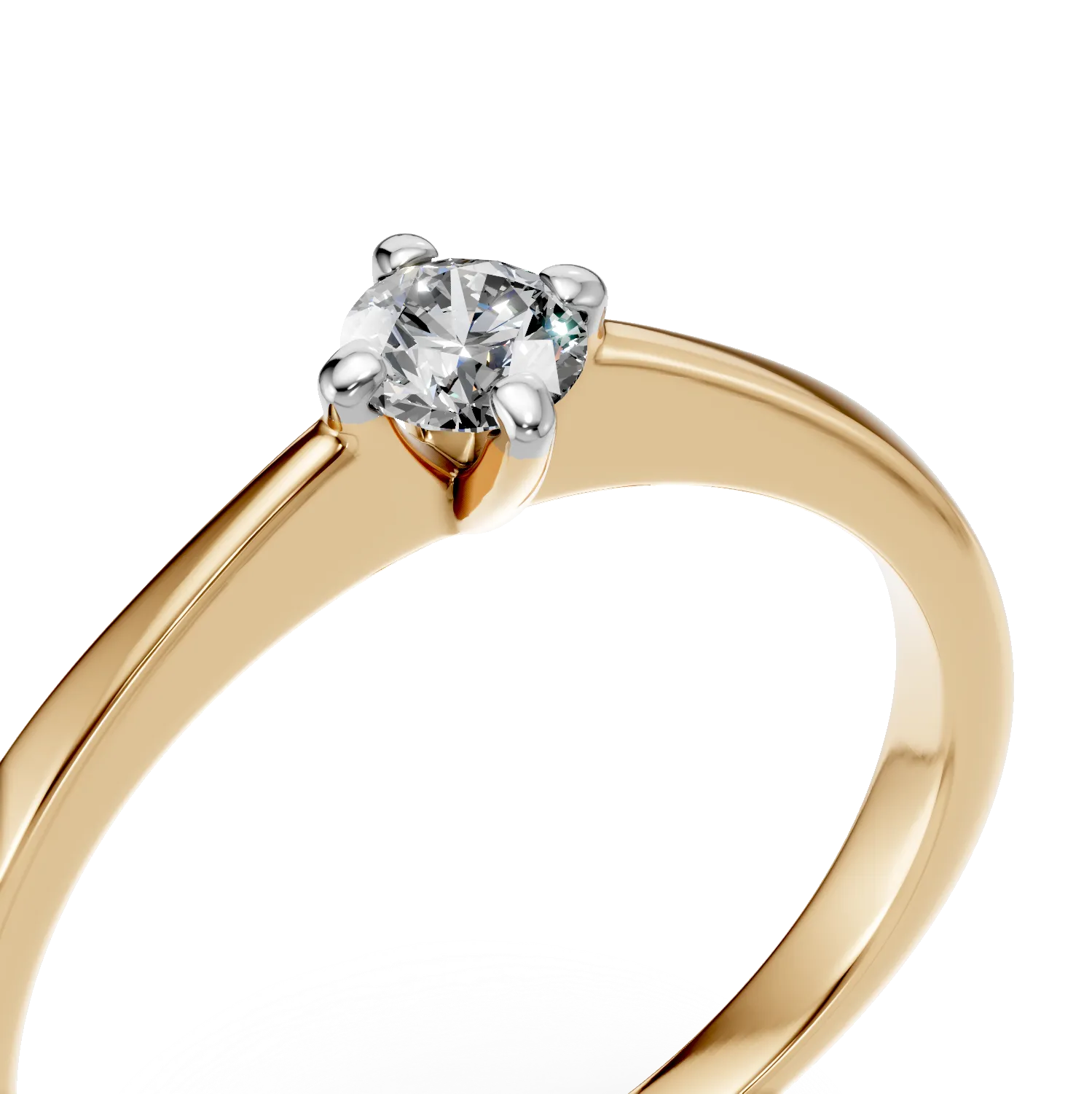 18K yellow gold engagement ring with 0.195ct solitaire diamond