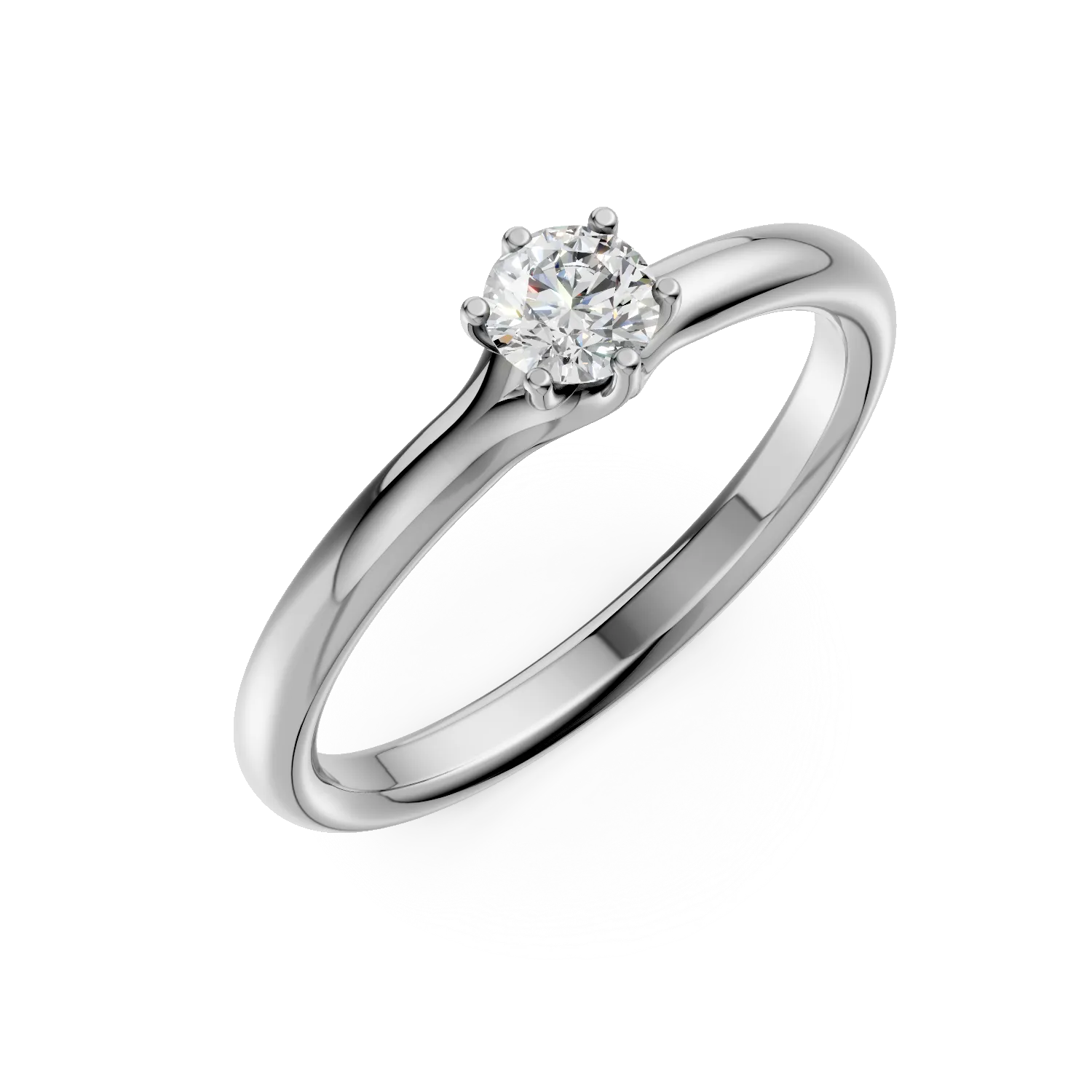 Inel de logodna din aur alb de 18K cu un diamant solitaire de 0.25ct