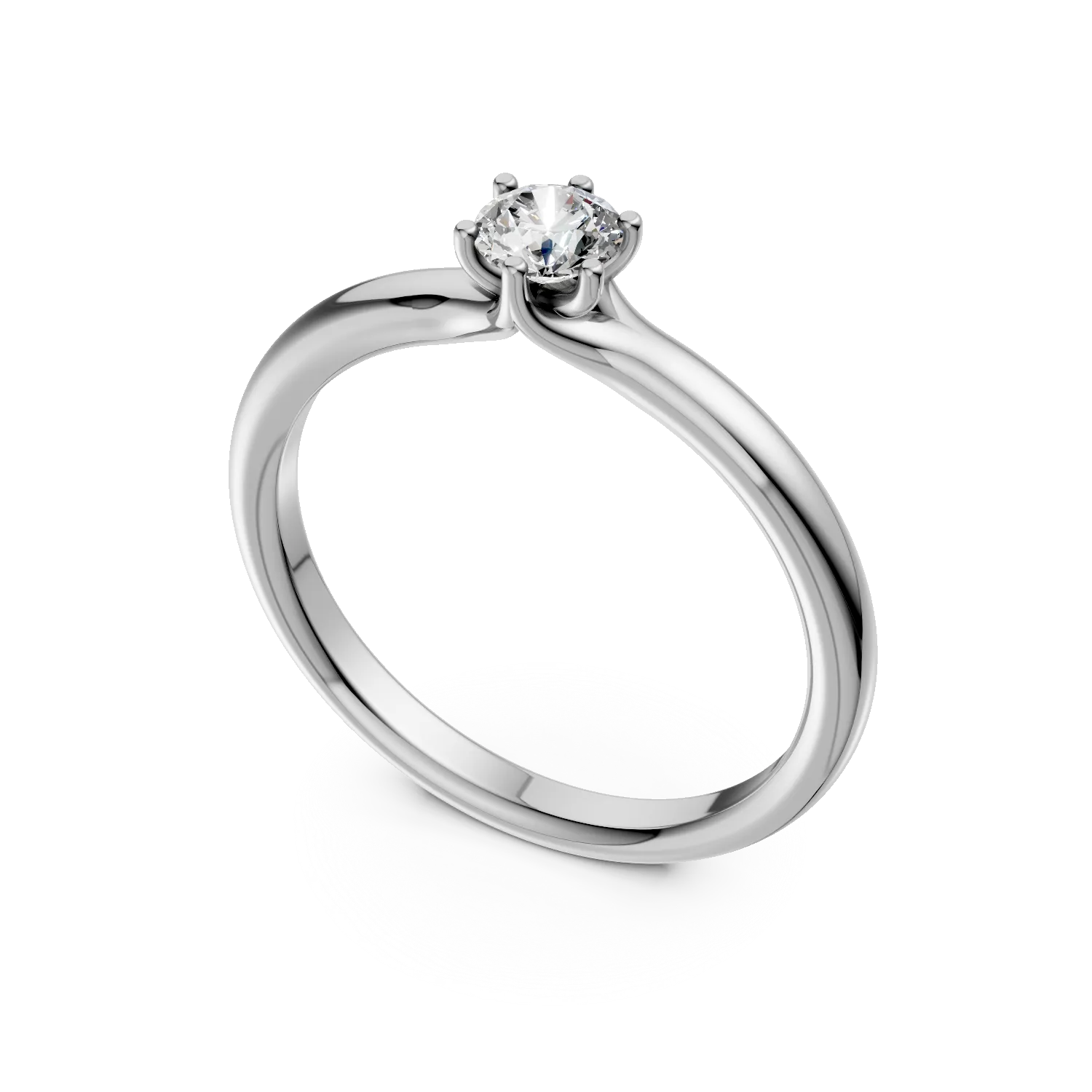 Inel de logodna din aur alb de 18K cu un diamant solitaire de 0.24ct