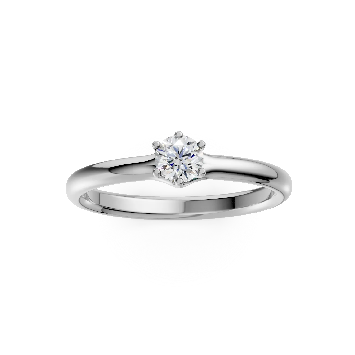 Inel de logodna din aur alb de 18K cu un diamant solitaire de 0.24ct