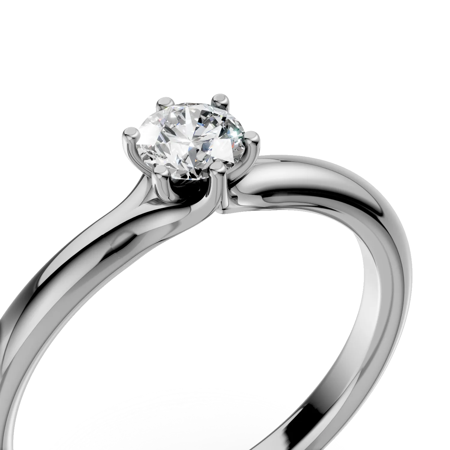 Inel de logodna din aur alb de 18K cu un diamant solitaire de 0.24ct