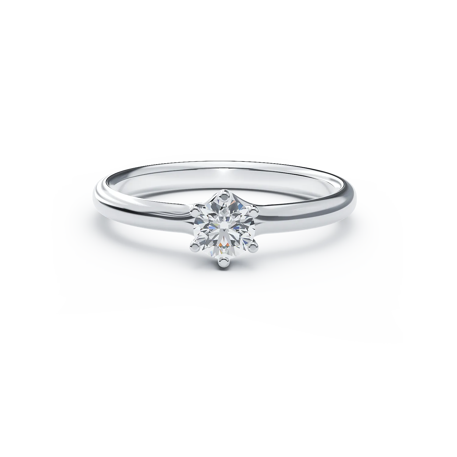 Inel de logodna din aur alb de 18K cu un diamant solitaire de 0.305ct