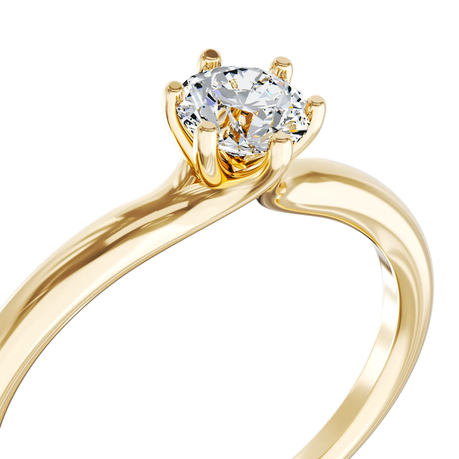 Inel de logodna din aur galben de 18K cu un diamant solitaire de 0.31ct