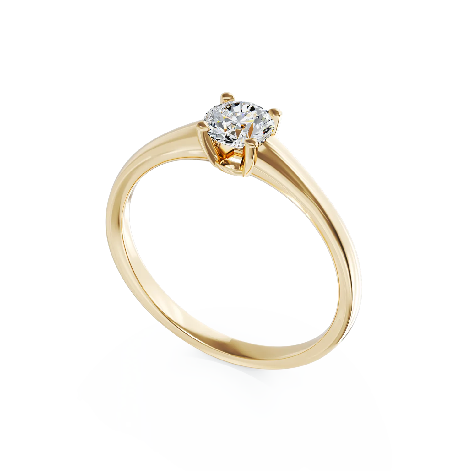 Inel de logodna din aur galben de 18K cu diamant solitaire de 0.405ct