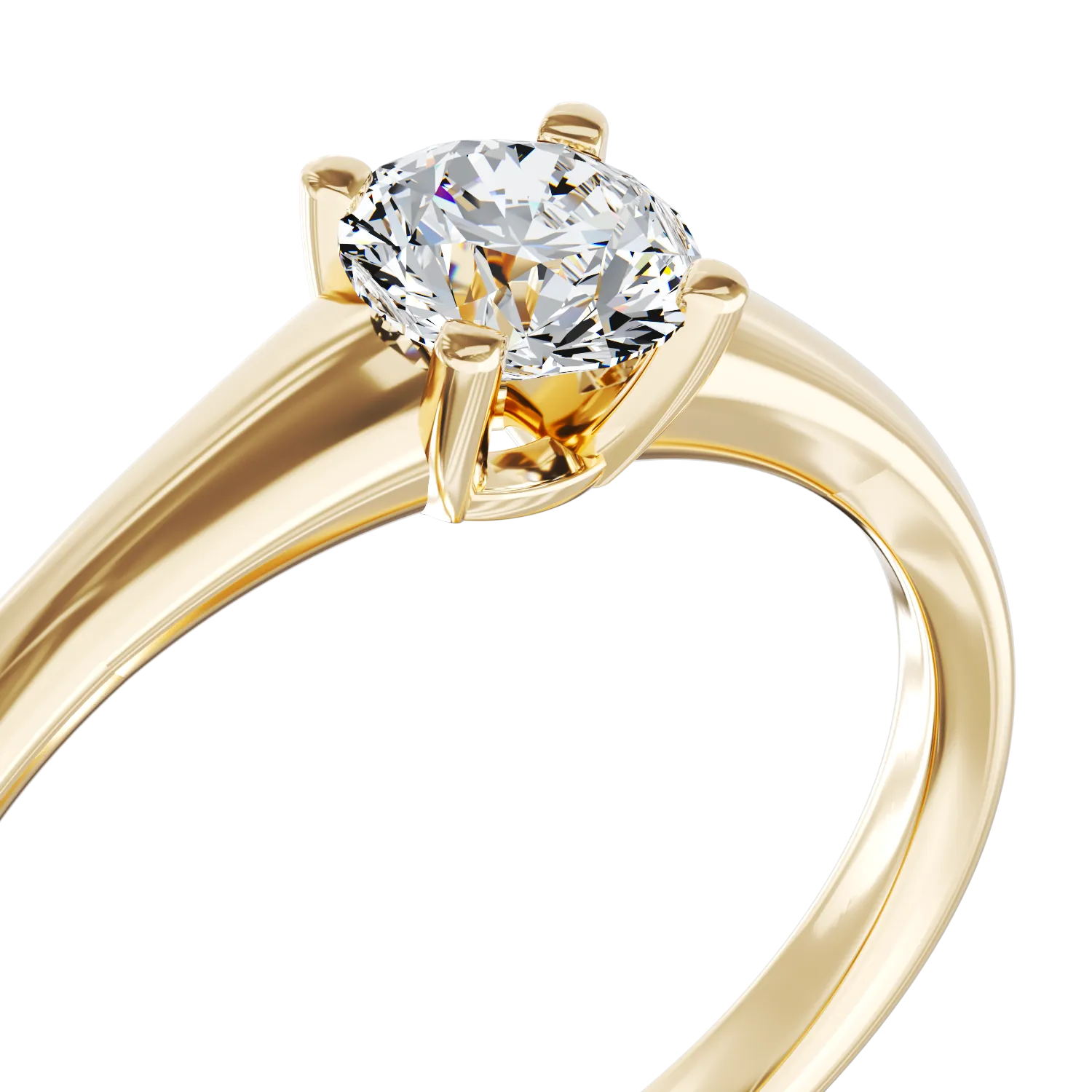 Pierścionek zaręczynowy z żółtego 18K złota z diamentem w pasjansie 0,41ct