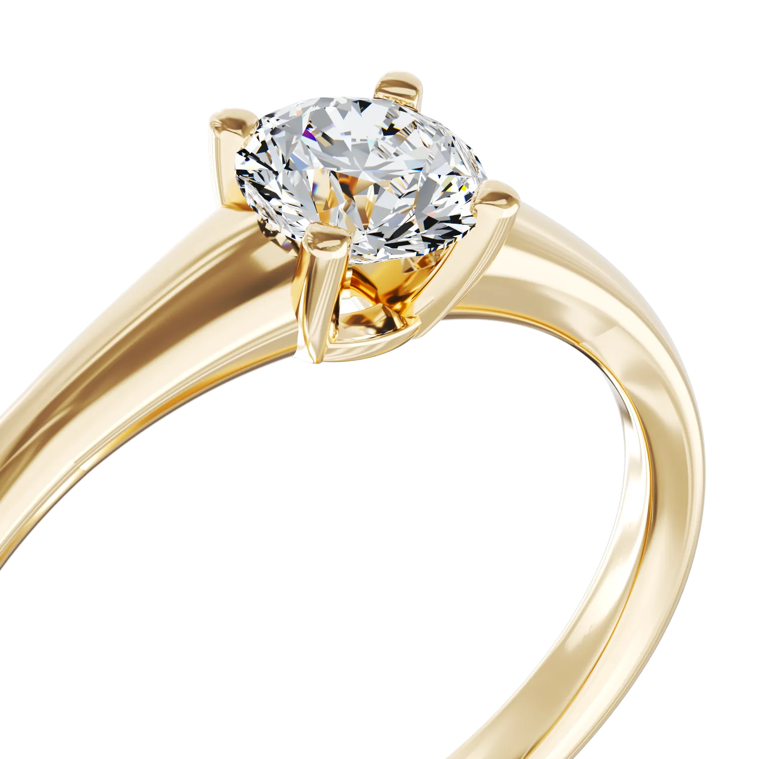 Inel de logodna din aur galben de 18K cu diamant solitaire de 0.405ct