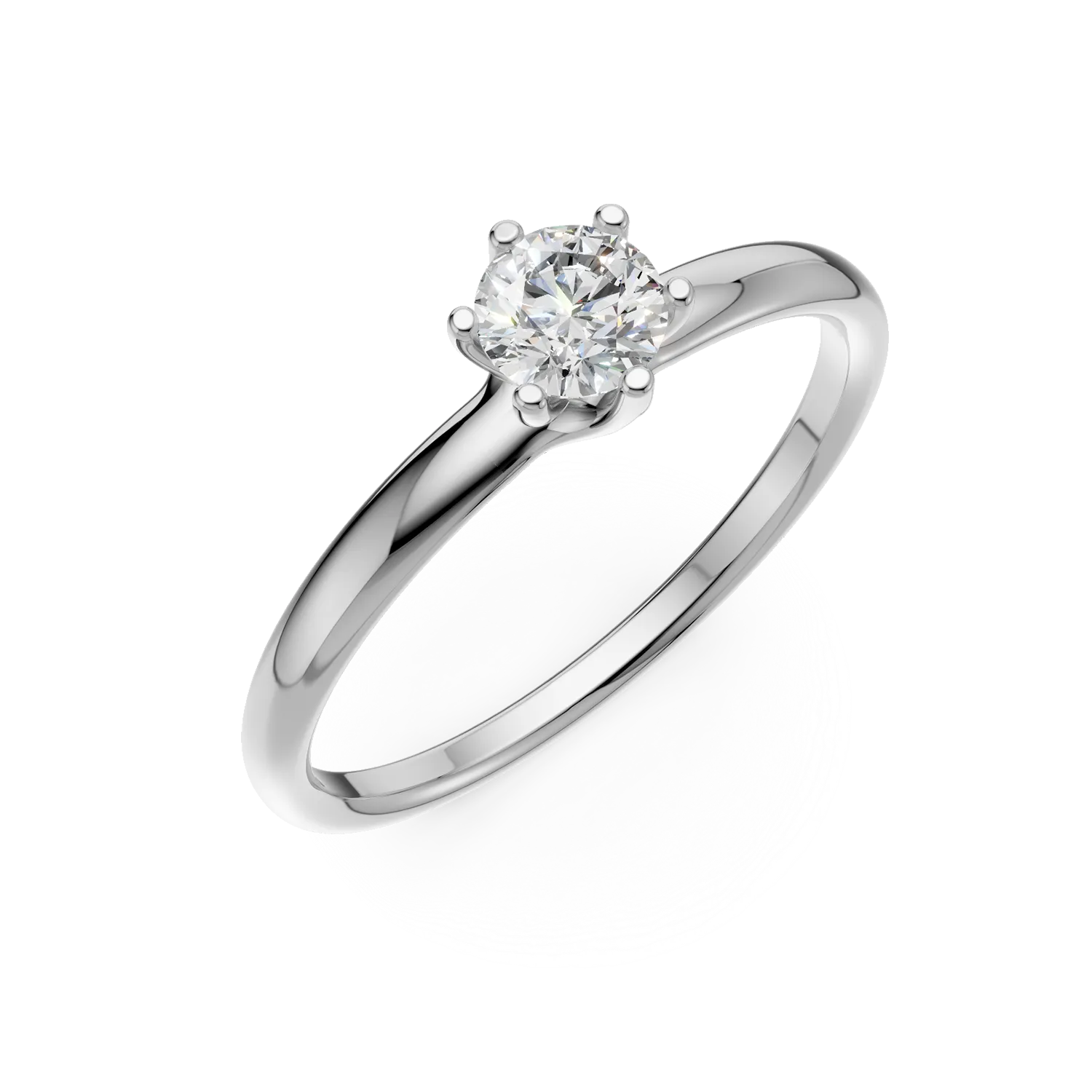 Inel de logodna din aur alb cu un diamant solitaire de 0.4ct
