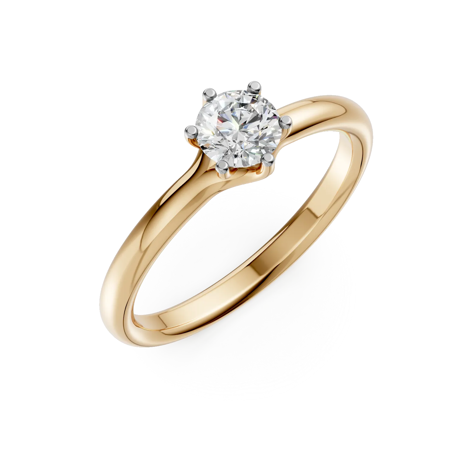 Inel de logodna din aur galben de 18K cu un diamant solitaire de 0.41ct