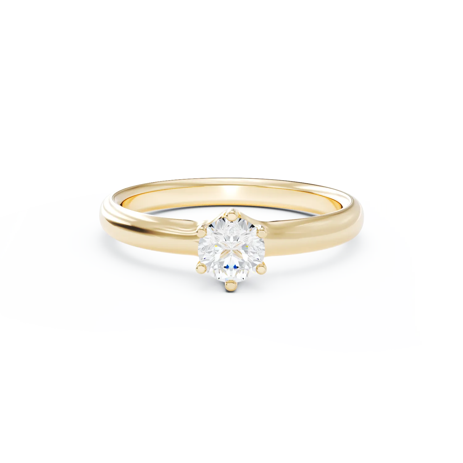 Inel de logodna din aur galben de 18K cu un diamant solitaire de 0.41ct