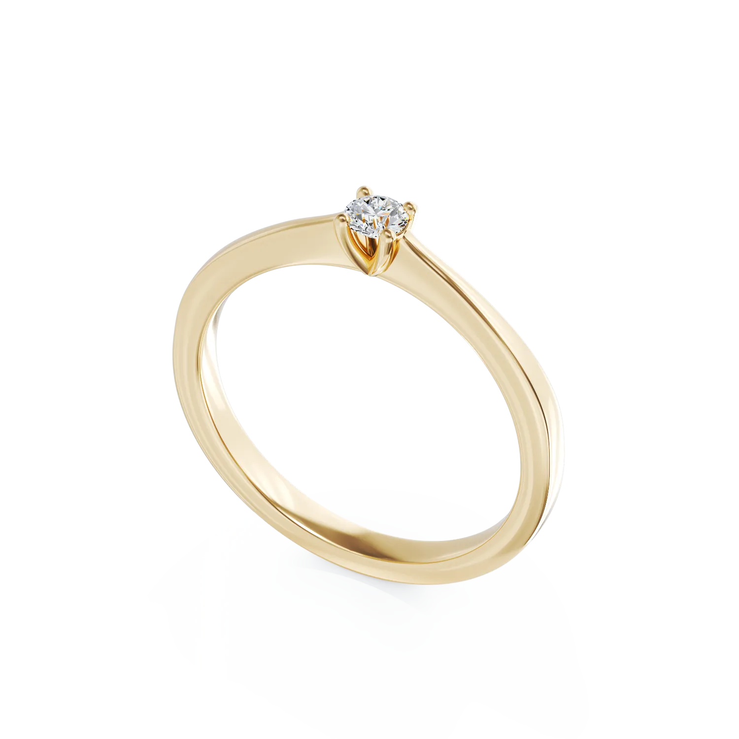 Inel de logodna din aur galben de 18K cu un diamant solitaire de 0.11ct