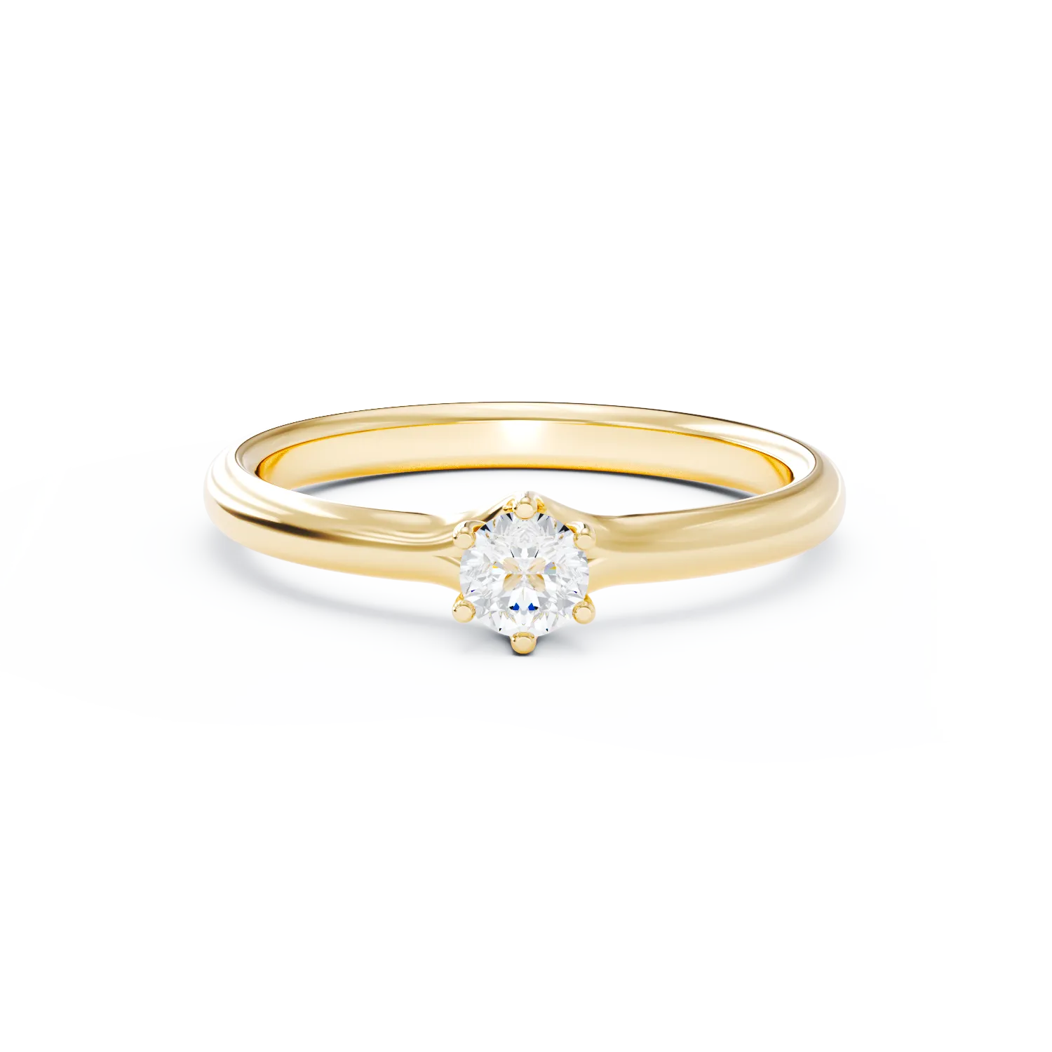 18K yellow gold engagement ring with a 0.14ct solitaire diamond