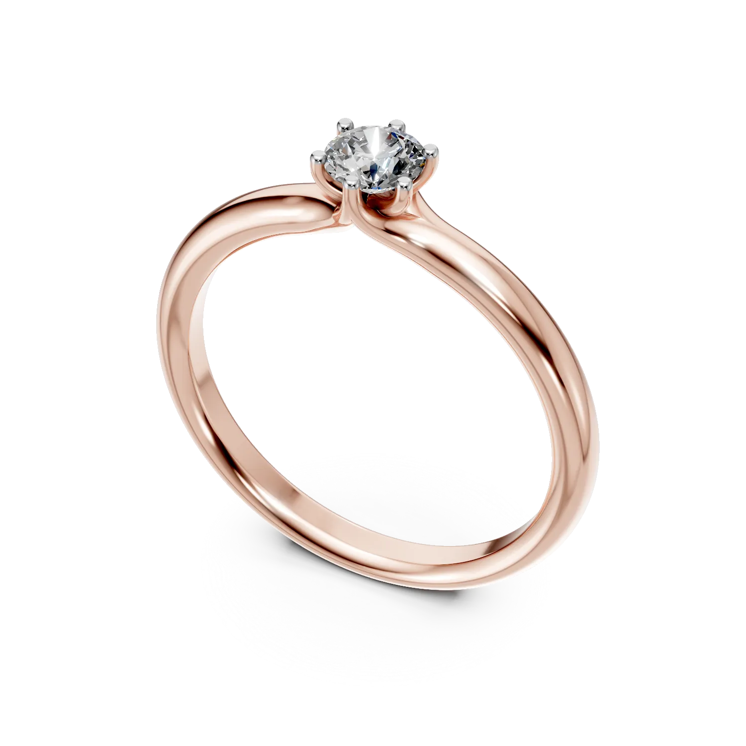 Inel de logodna din aur roz cu diamant solitaire de 0.2ct