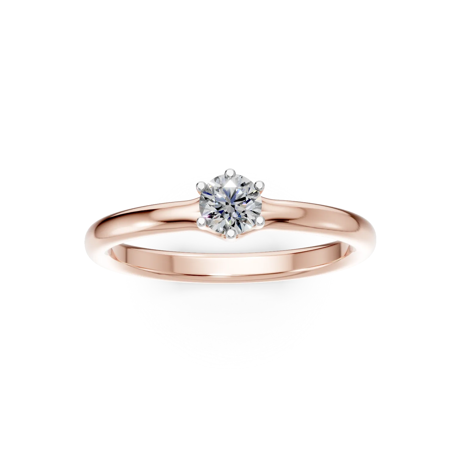 Inel de logodna din aur roz cu diamant solitaire de 0.2ct
