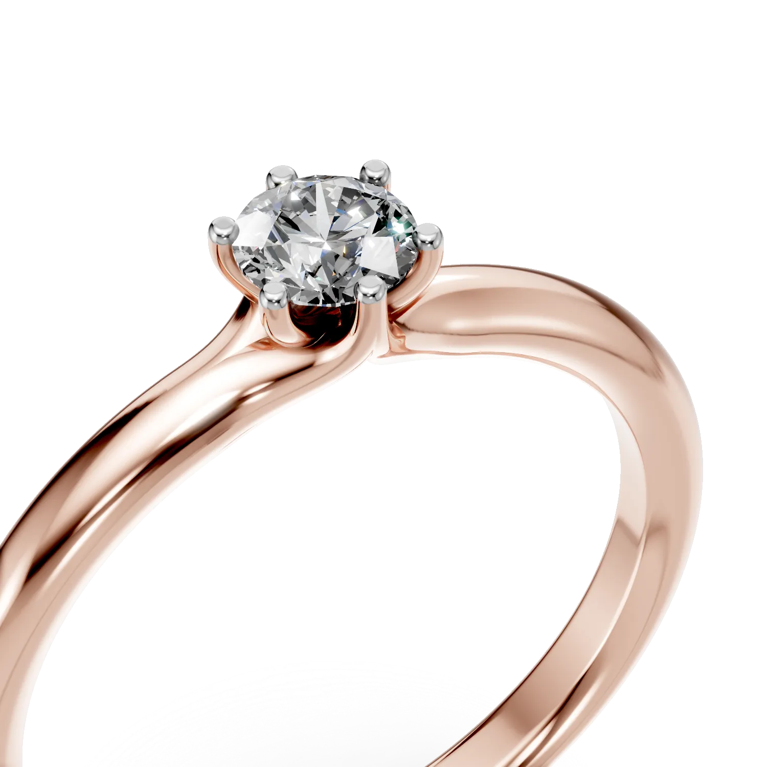 Inel de logodna din aur roz cu diamant solitaire de 0.2ct
