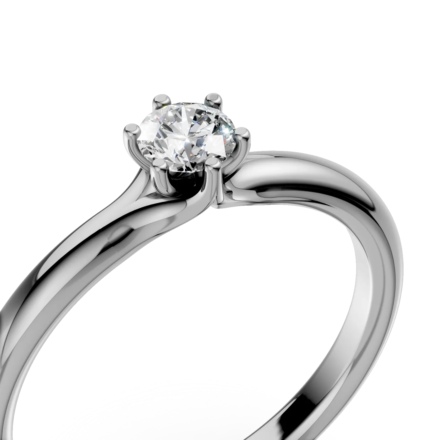 Inel de logodna din aur alb de 18K cu un diamant solitaire de 0.2ct