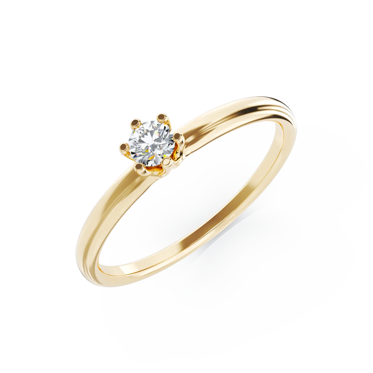 18K yellow gold engagement ring with a 0.205ct solitaire diamond