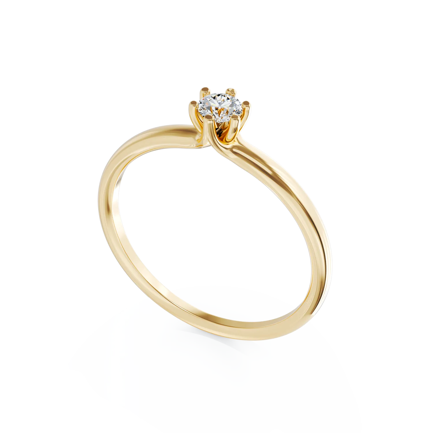 18K yellow gold engagement ring with a 0.205ct solitaire diamond