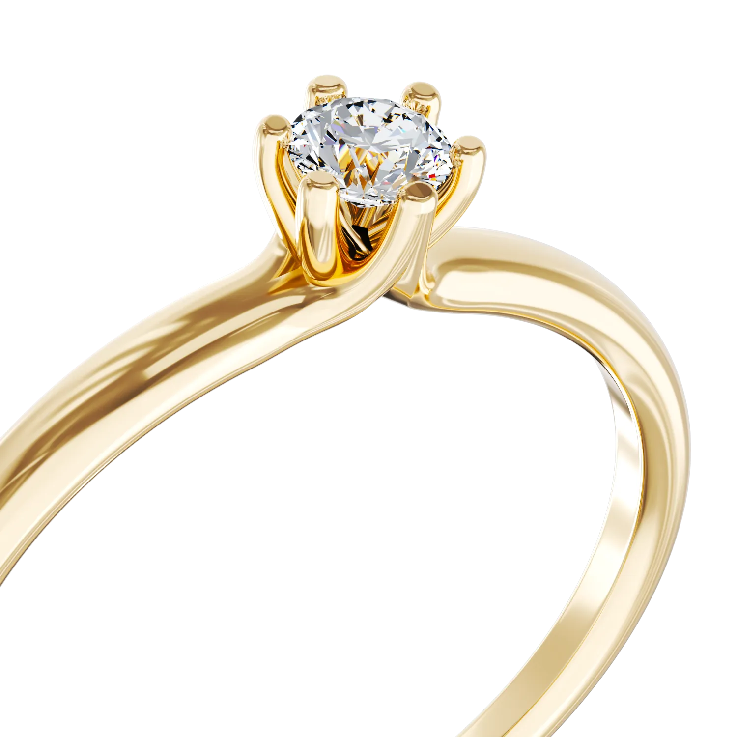 18K yellow gold engagement ring with a 0.205ct solitaire diamond