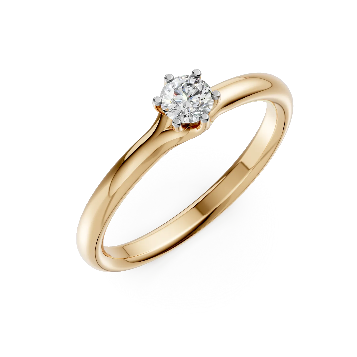 Inel de logodna din aur galben cu un diamant solitaire de 0.2ct
