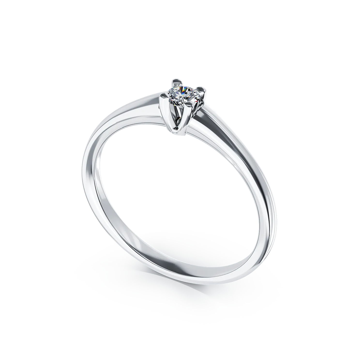 Inel de logodna din aur alb de 18K cu un diamant solitaire de 0.09ct