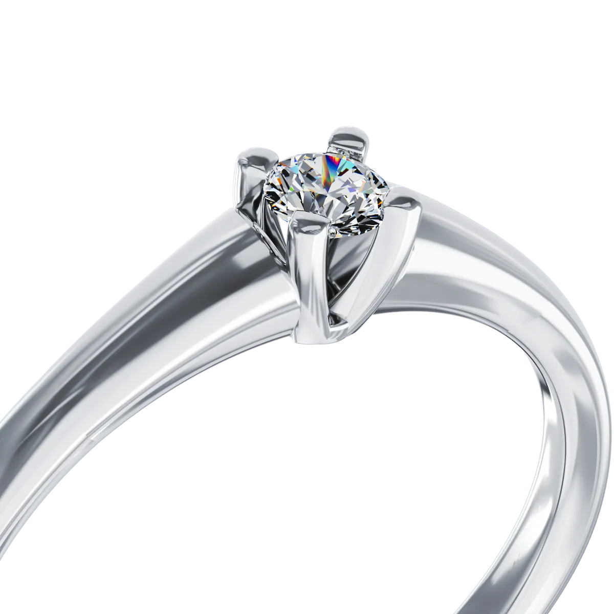 Годежен пръстен от бяло злато 18K с диамант пасианс 0.09ct