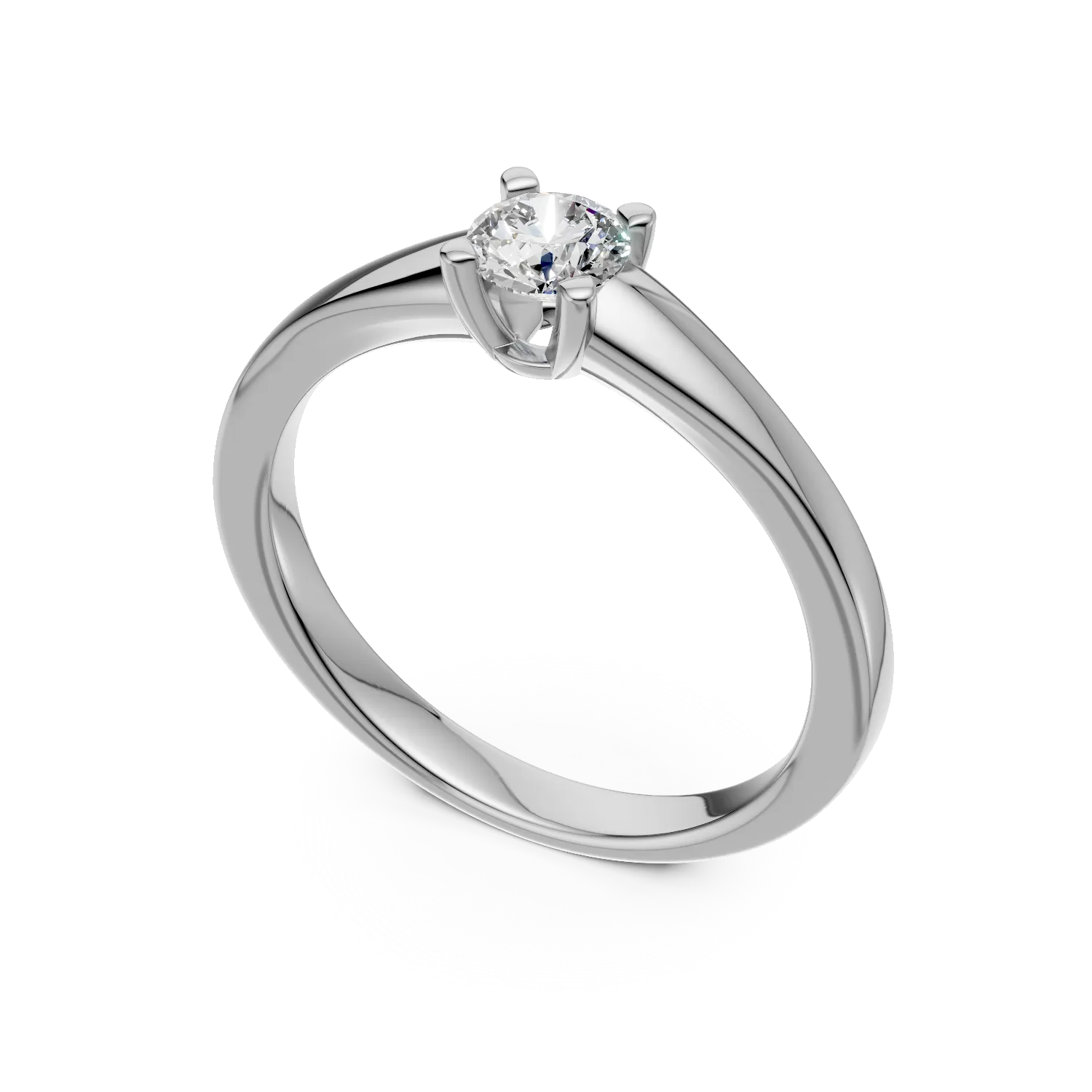 Inel de logodna din aur alb de 18K cu un diamant solitaire de 0.19ct