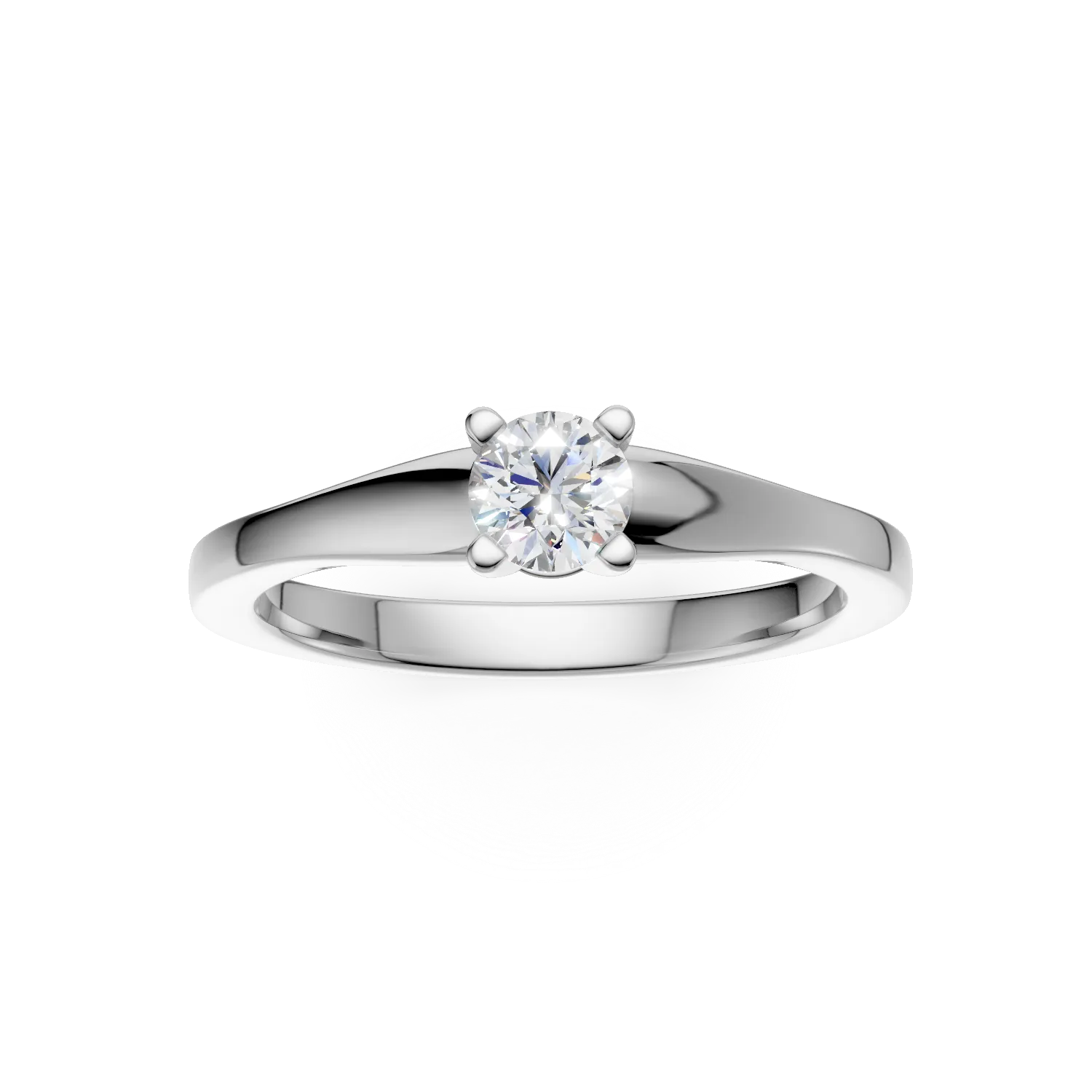 Inel de logodna din aur alb de 18K cu un diamant solitaire de 0.19ct
