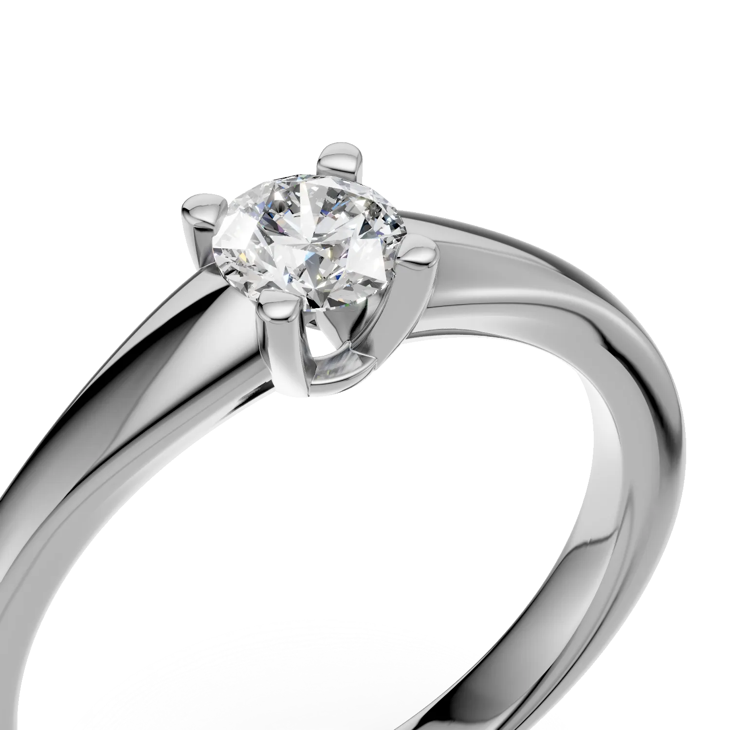 Inel de logodna din aur alb de 18K cu un diamant solitaire de 0.19ct