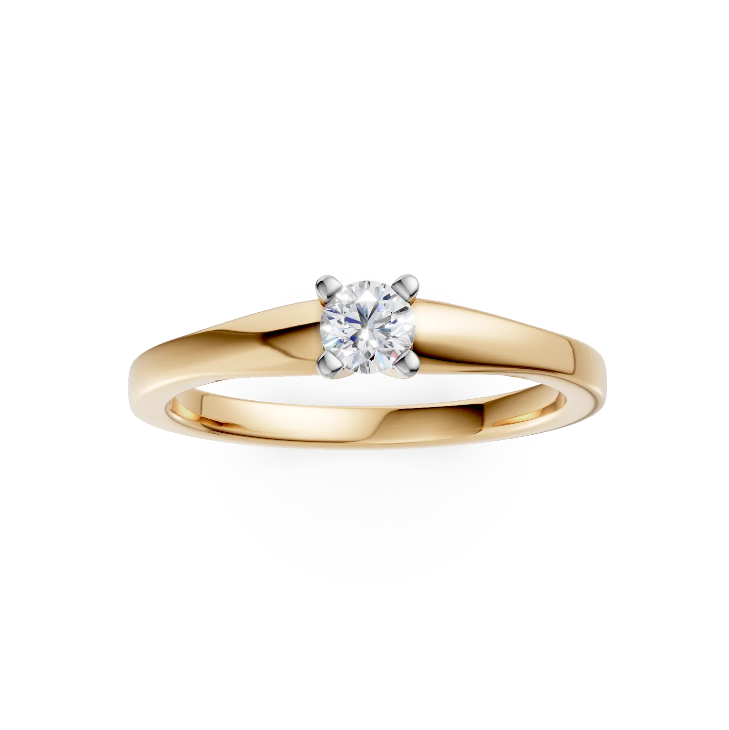 Годежен пръстен от 18K жълто злато с диамант пасианс 0.195ct