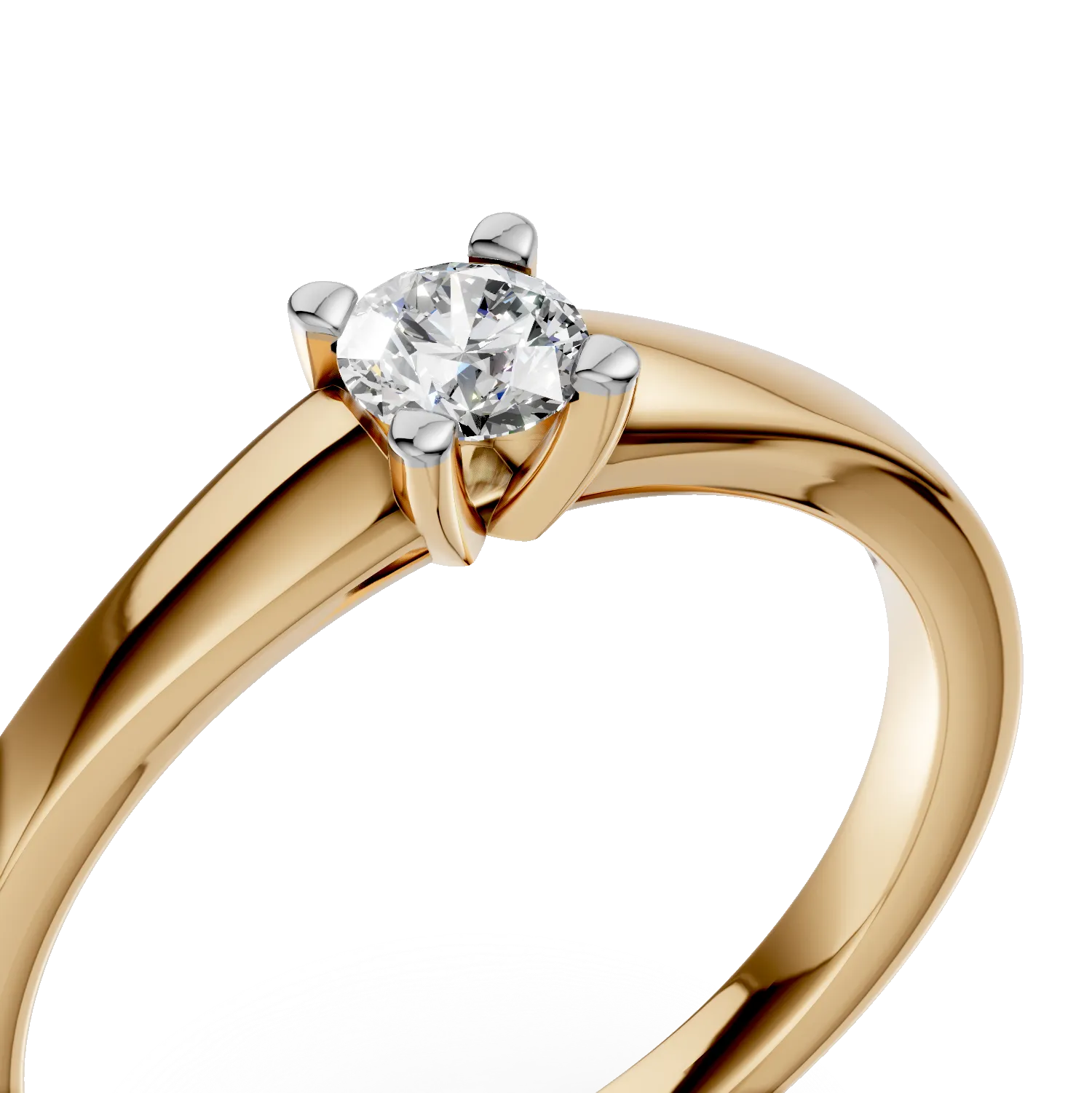 Годежен пръстен от 18K жълто злато с диамант пасианс 0.195ct