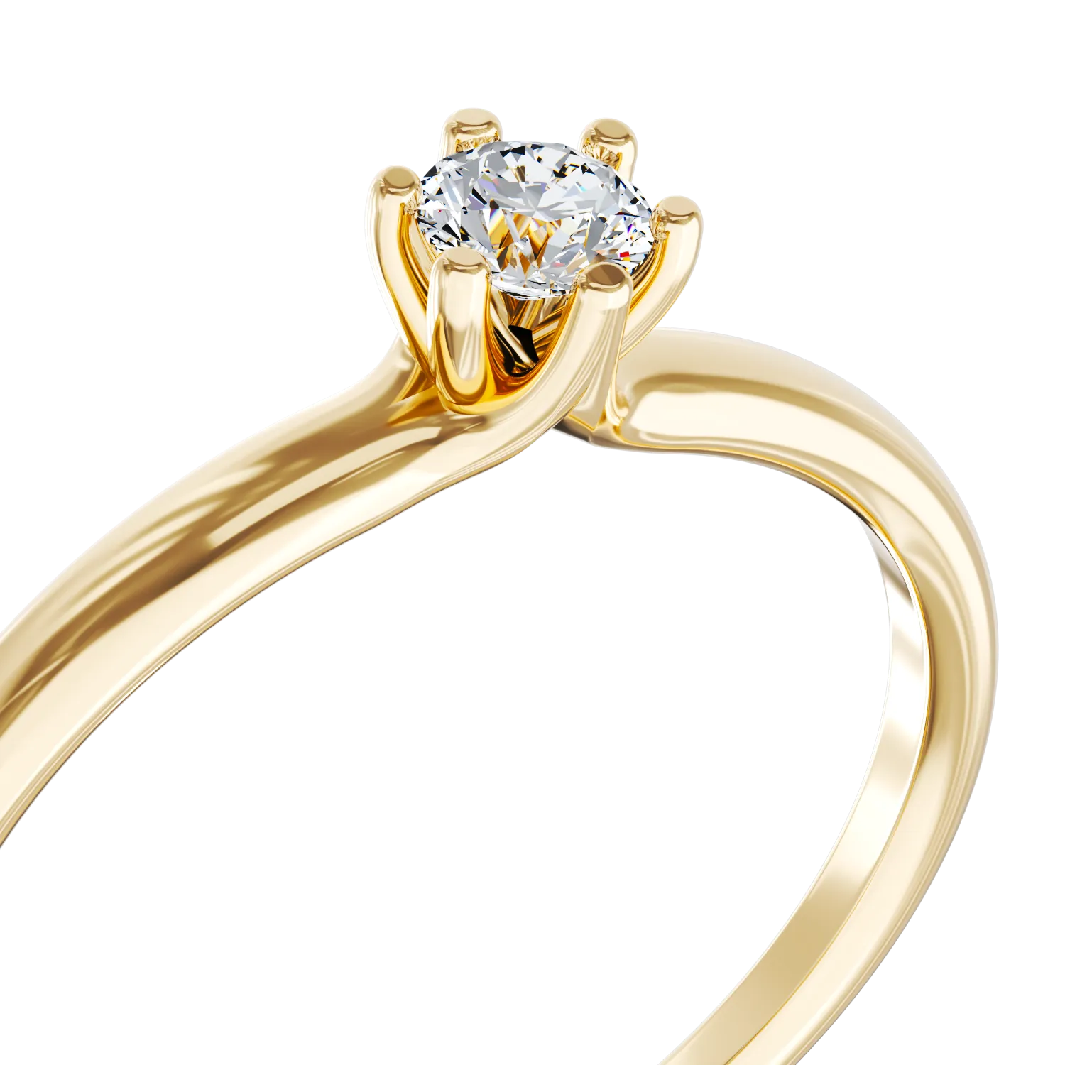 18K yellow gold engagement ring with a 0.21ct solitaire diamond