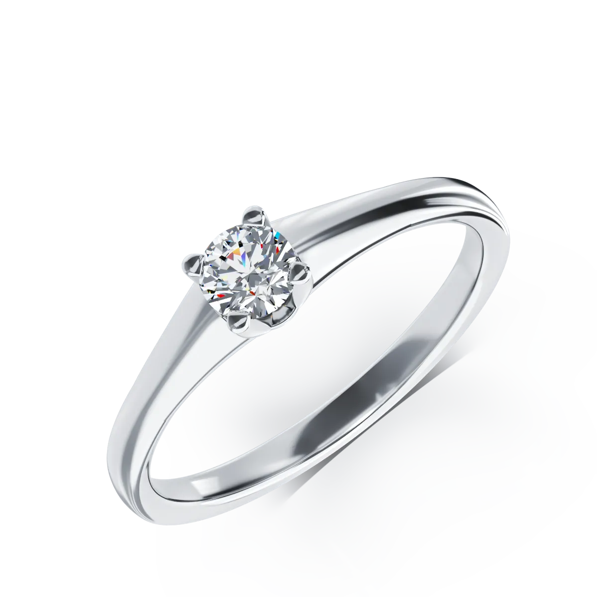 Inel de logodna din aur alb de 18K cu un diamant solitaire de 0.19ct