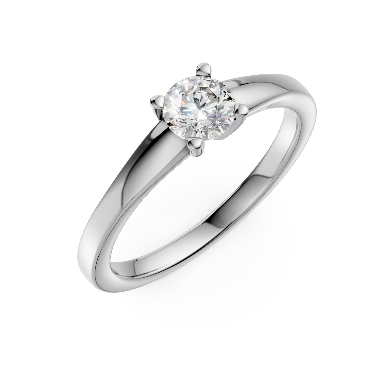 Inel de logodna din aur alb de 18K cu un diamant solitaire de 0.4ct