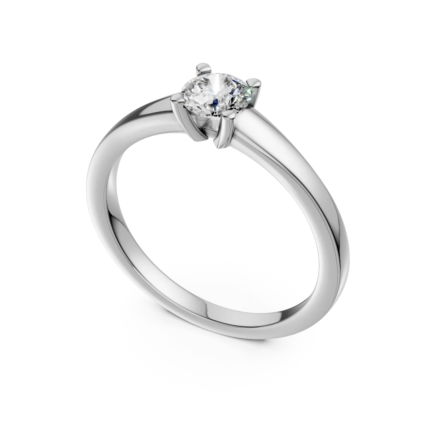 Inel de logodna din aur alb de 18K cu un diamant solitaire de 0.4ct