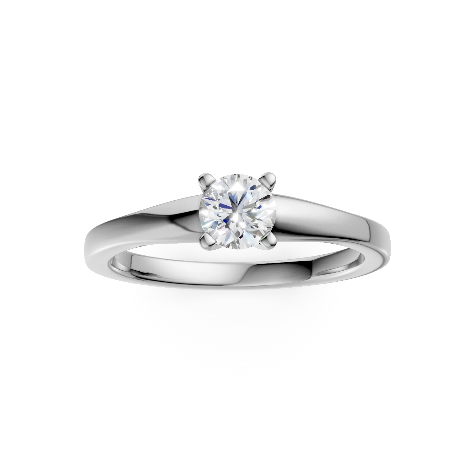 Inel de logodna din aur alb de 18K cu un diamant solitaire de 0.4ct