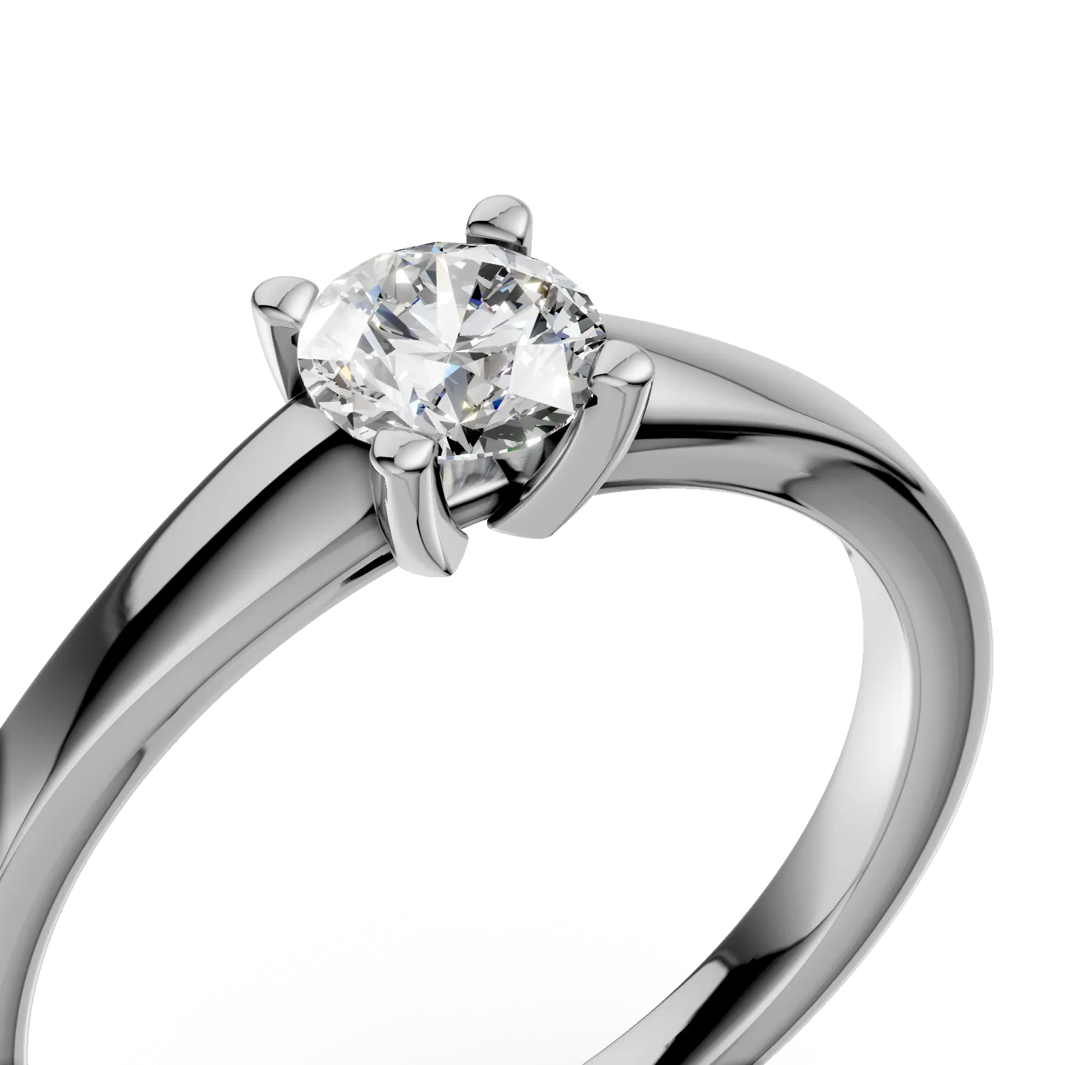 Inel de logodna din aur alb de 18K cu un diamant solitaire de 0.4ct