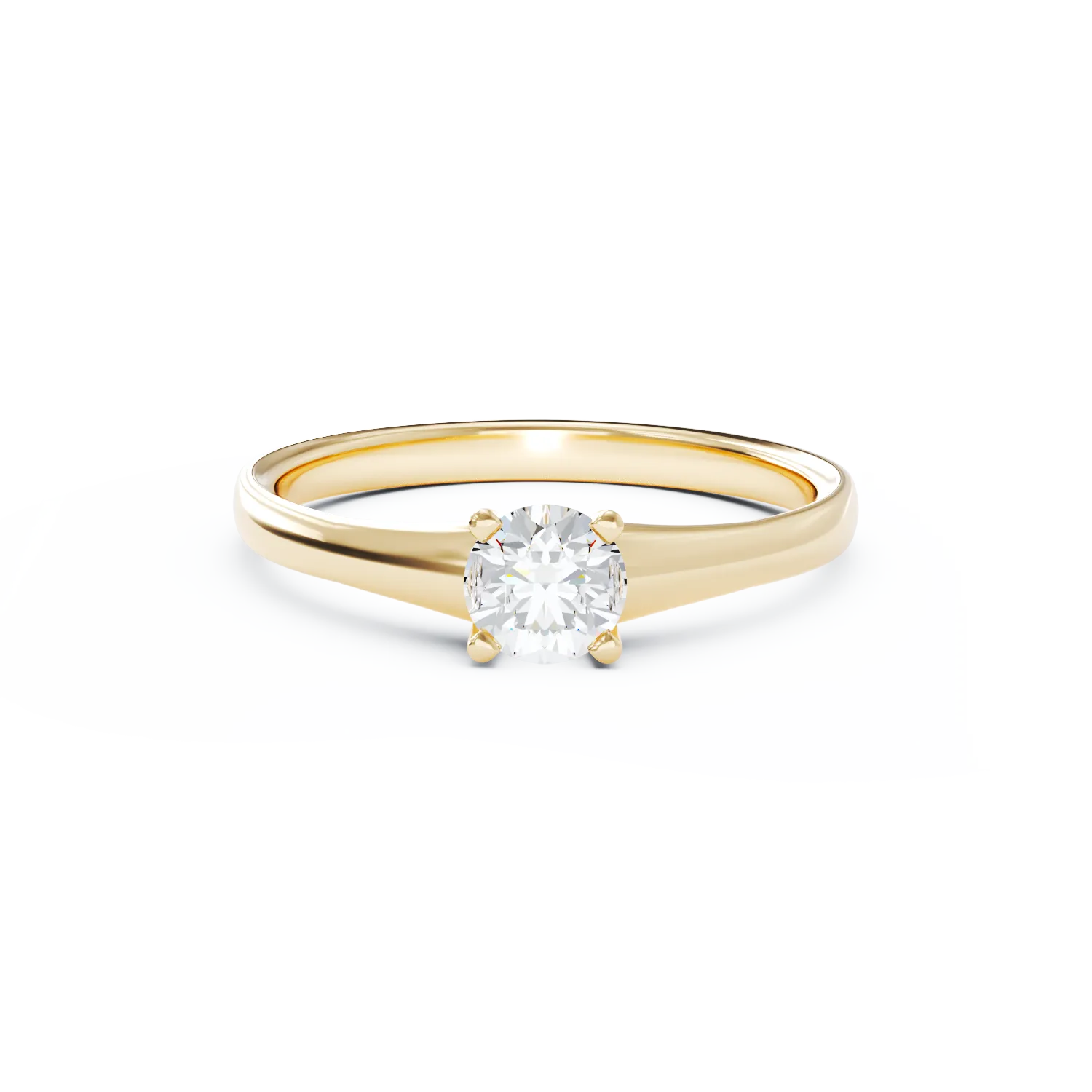Inel de logodna din aur galben de 18K cu un diamant solitaire de 0.4ct