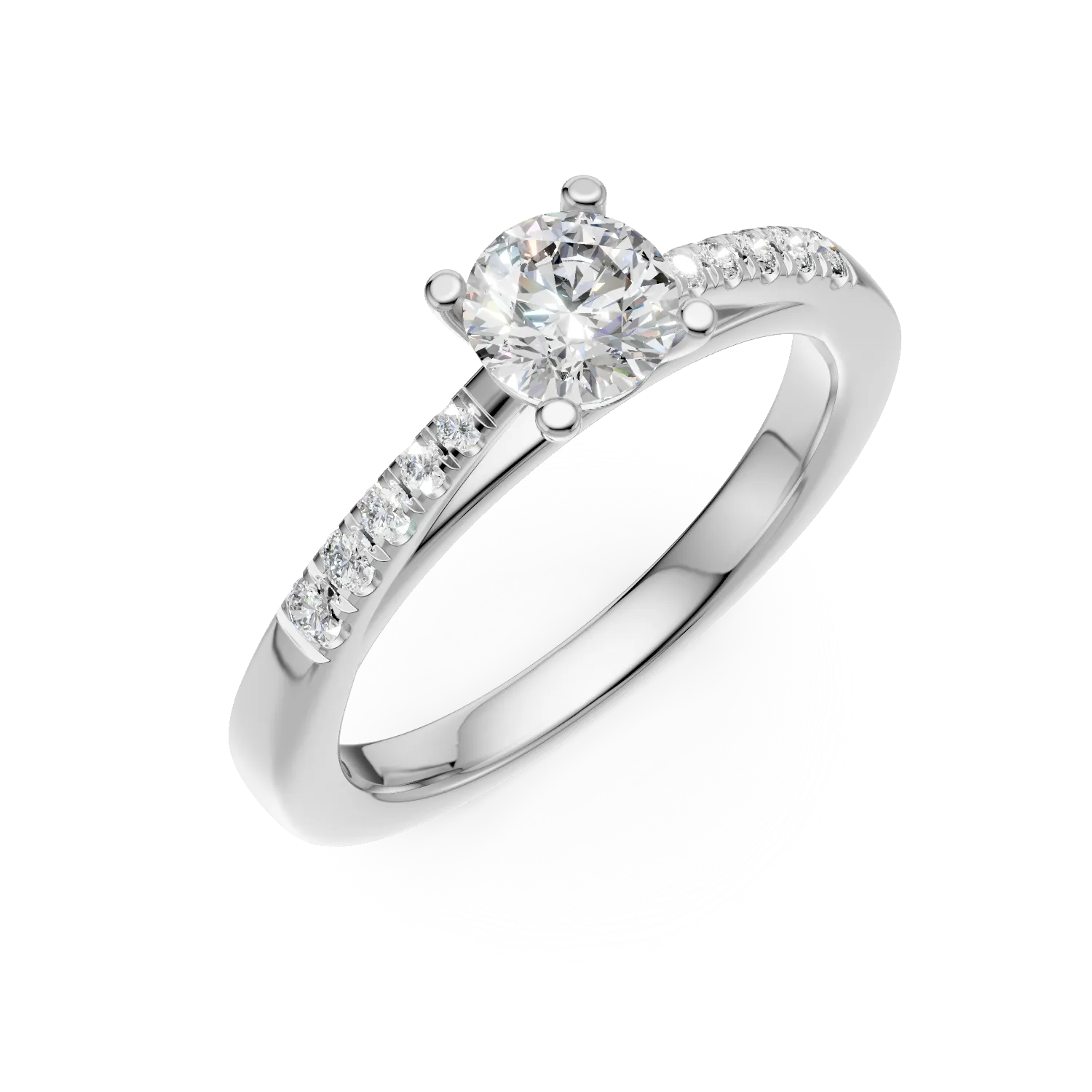 Inel de logodna din aur alb cu diamant de 0.4ct si diamante de 0.15ct