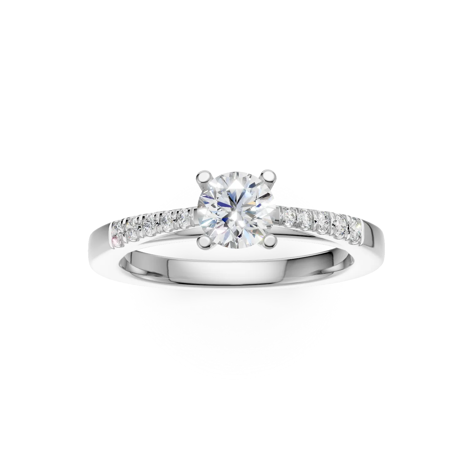Inel de logodna din aur alb de 18K cu diamant de 0.4ct si diamante de 0.15ct