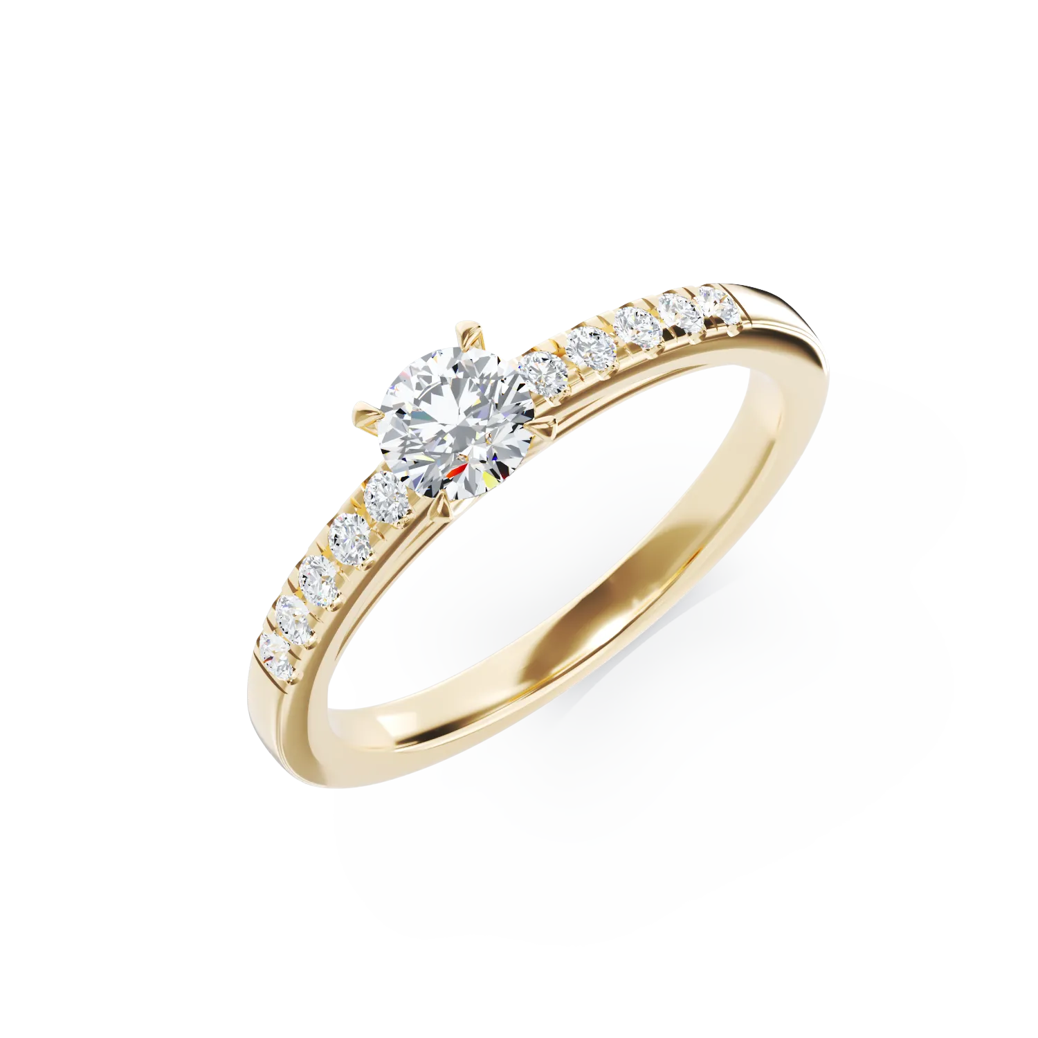 Годежен пръстен от 18K жълто злато с 0.4ct диамант и 0.14K диаманти