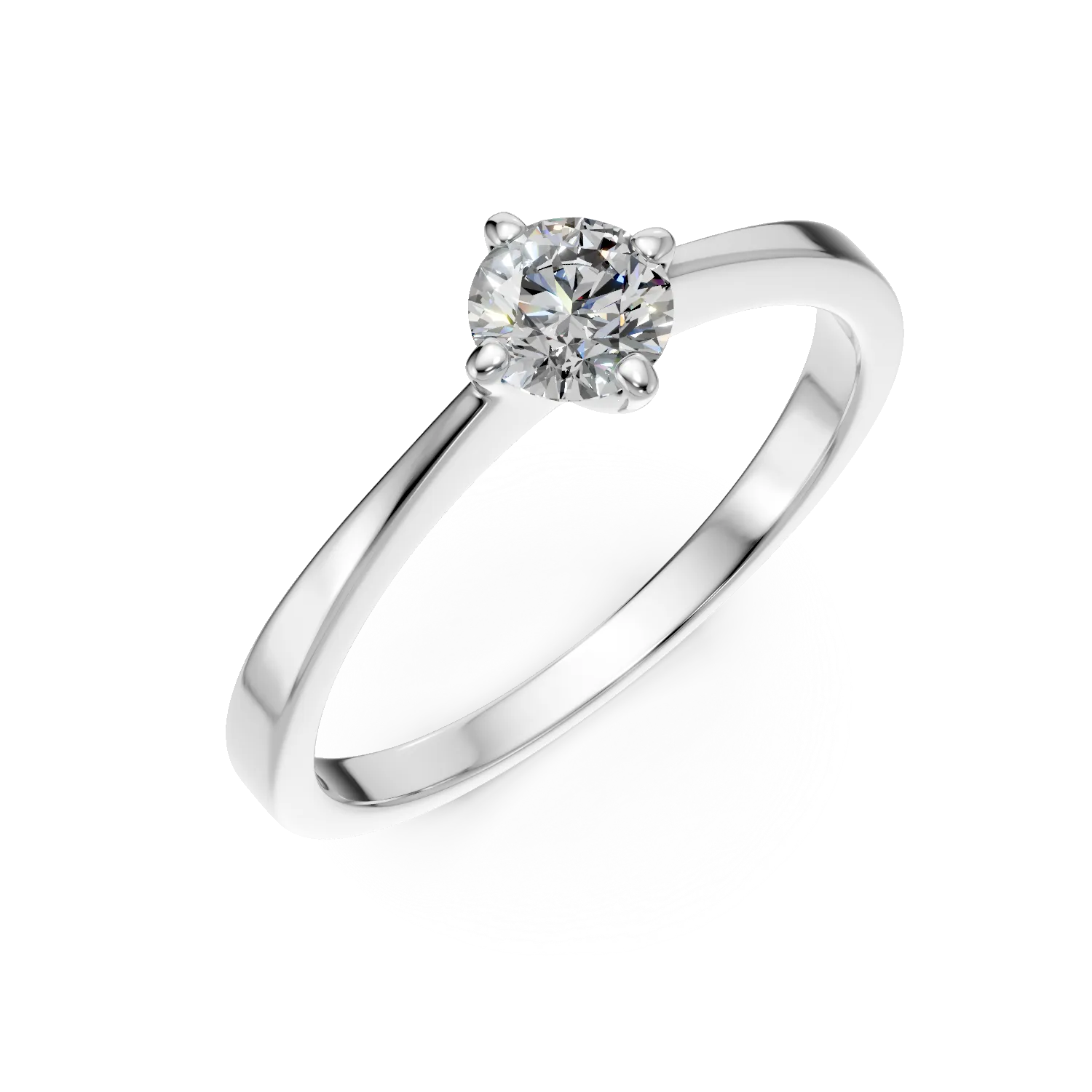 Inel de logodna din aur alb de 18K cu un diamant solitaire de 0.4ct