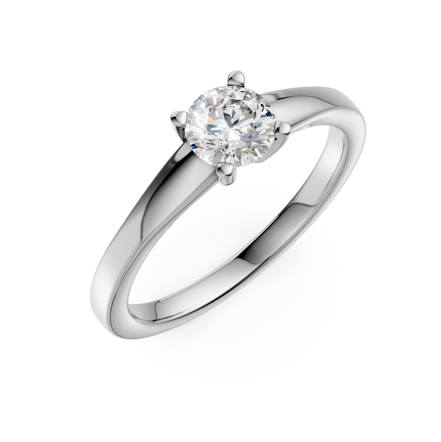 Inel de logodna din aur alb de 18K cu un diamant solitaire de 0.5ct