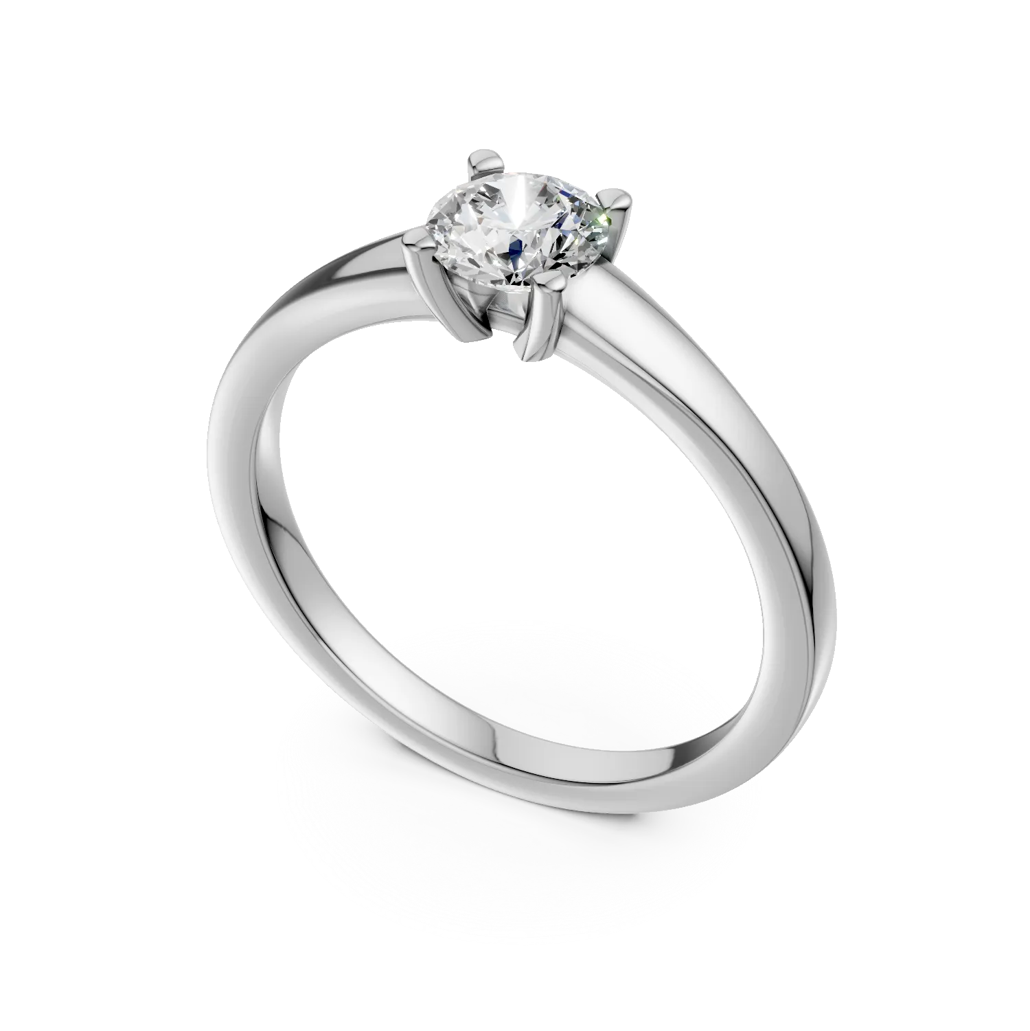 Inel de logodna din aur alb de 18K cu un diamant solitaire de 0.5ct
