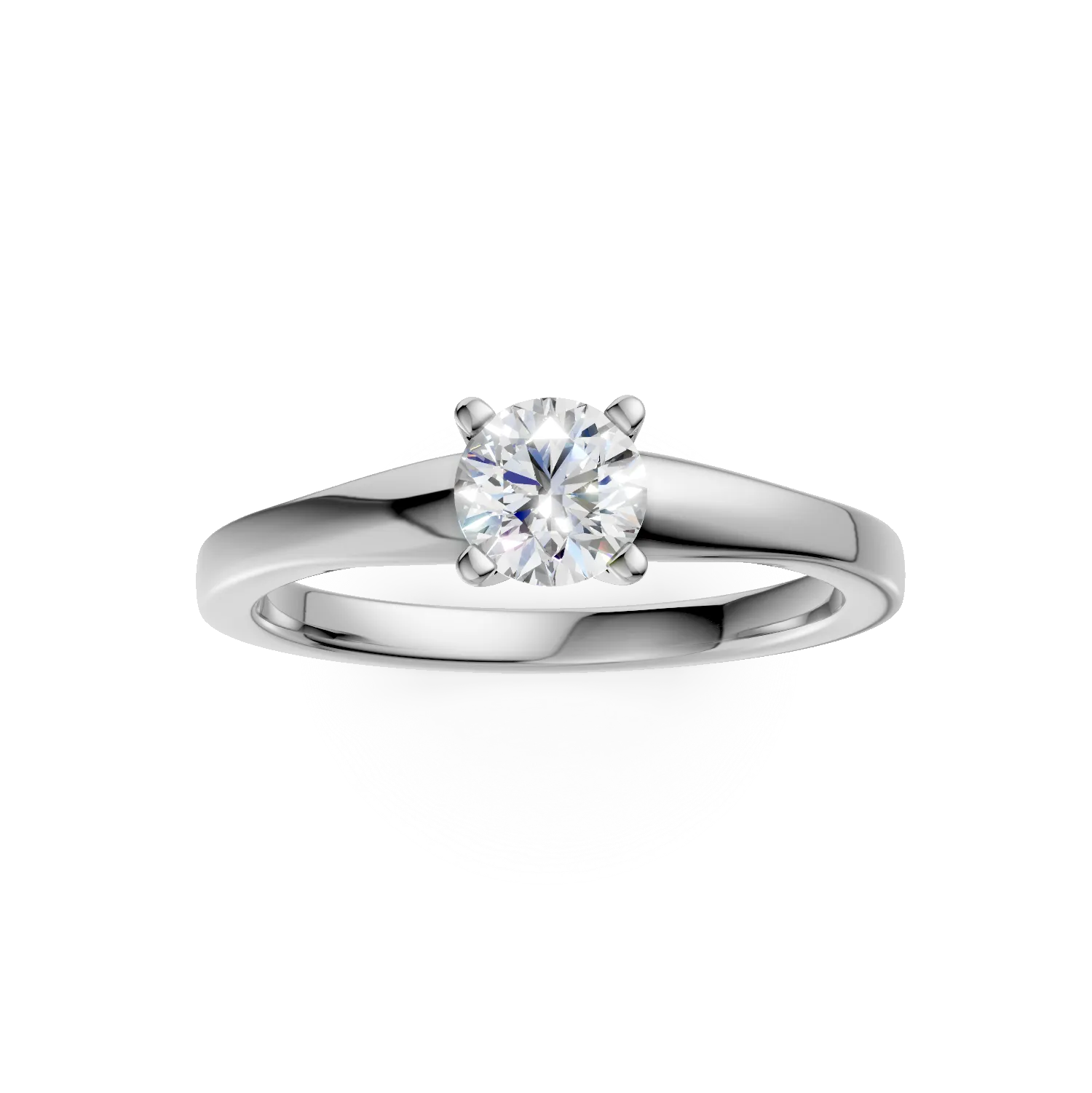 Inel de logodna din aur alb de 18K cu un diamant solitaire de 0.5ct