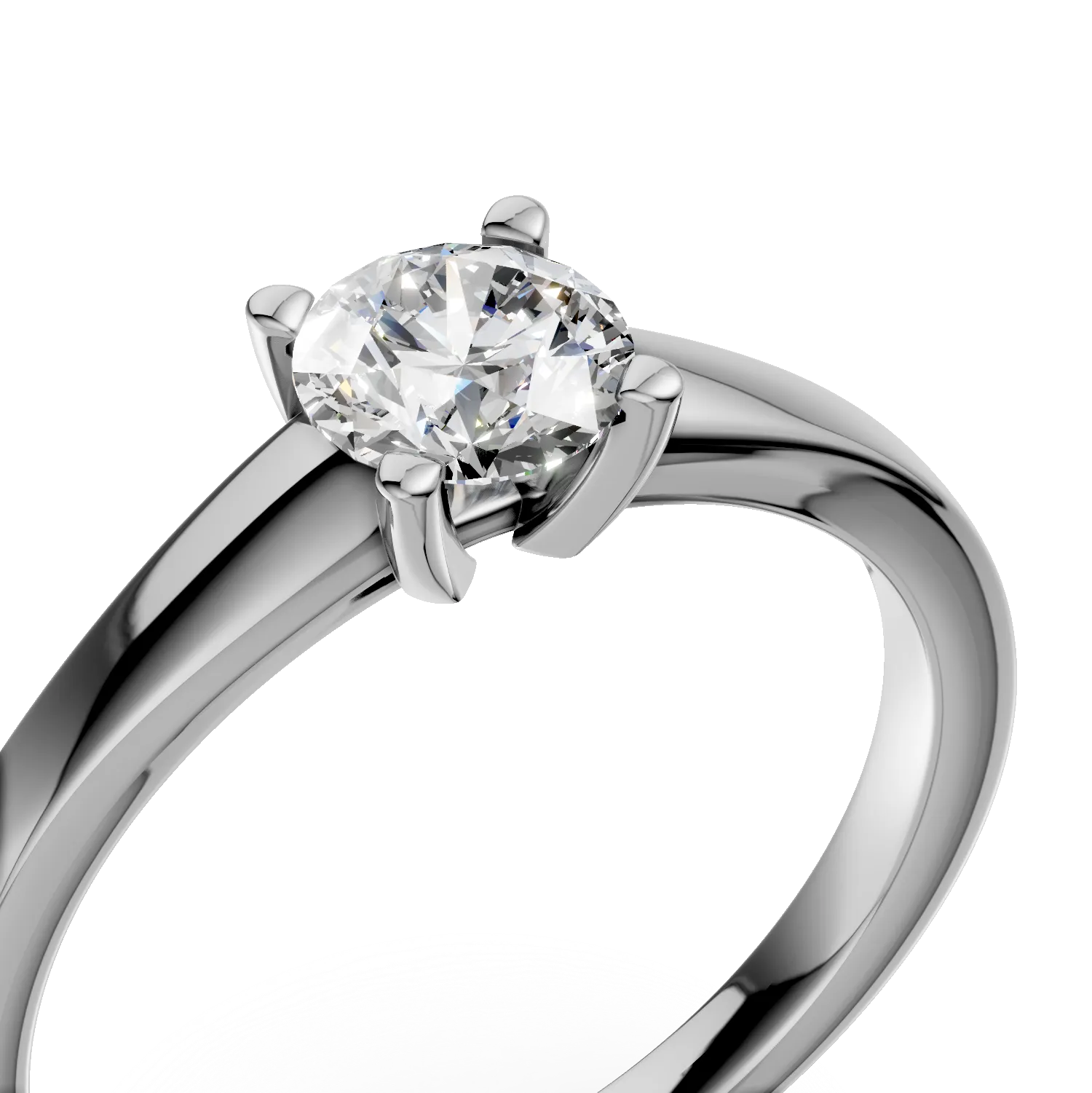 Inel de logodna din aur alb de 18K cu un diamant solitaire de 0.5ct