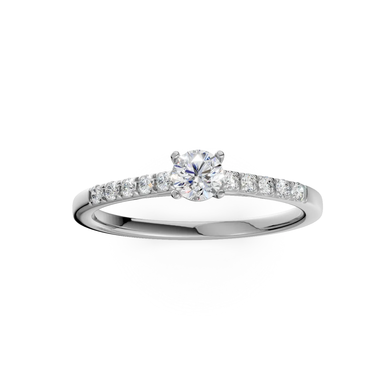 Inel de logodna din aur alb de 18K cu diamant de 0.5ct si diamante de 0.14ct