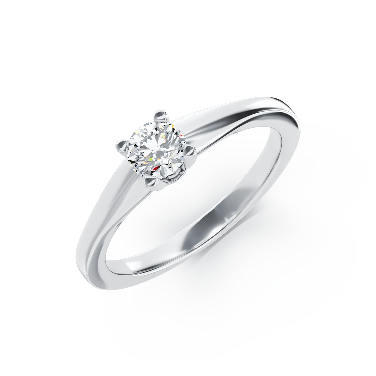 Inel de logodna din aur alb de 18K cu un diamant solitaire de 0.24ct